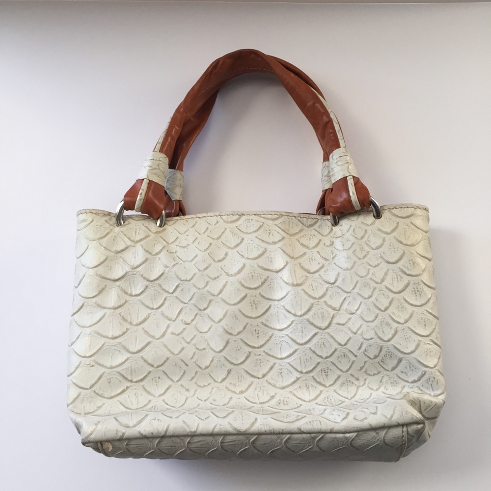 Vintage Cecconi Piero white leather handbag purse